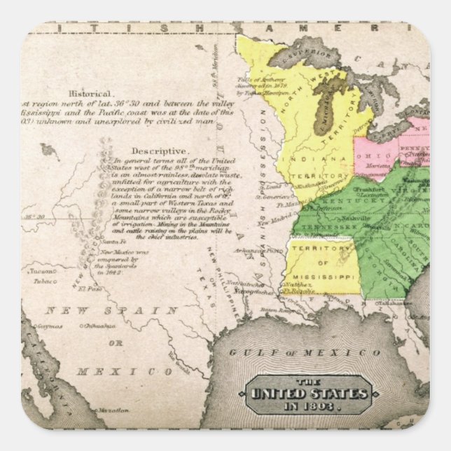 Adesivo Quadrado Mapa dos Estados Unidos (Frente)