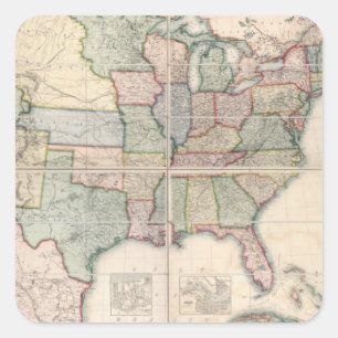 Adesivo Quadrado Mapa dos Estados Unidos 3