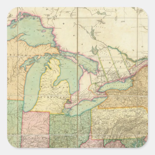 Adesivo Quadrado Mapa dos Estados Unidos 6 (Frente)