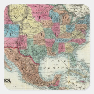 Adesivo Quadrado Mapa Dos Estados Unidos, Canadá, México