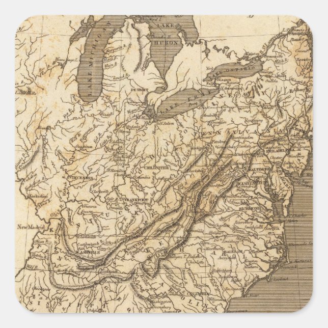 Adesivo Quadrado Mapa dos Estados Unidos por Arrowsmith (Frente)