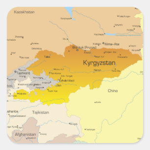 Adesivo Quadrado Mapa dos Stickers do Quirguistão