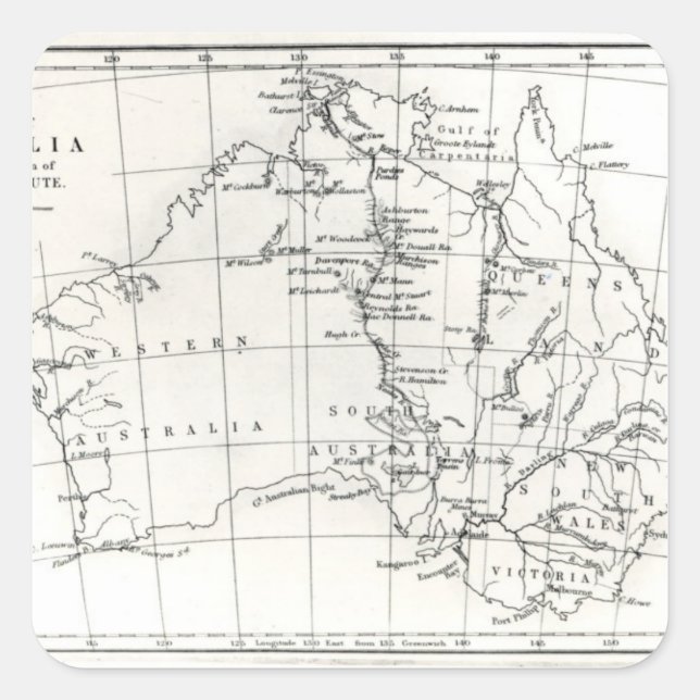 Adesivo Quadrado Mapa esquemático da Austrália (Frente)