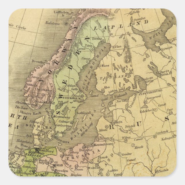 Adesivo Quadrado Mapa Europeu de Olney (Frente)