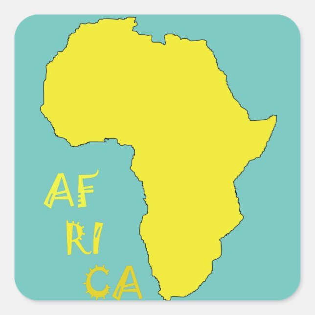 Adesivo Quadrado Mapa Funky Yellow Africa (Frente)