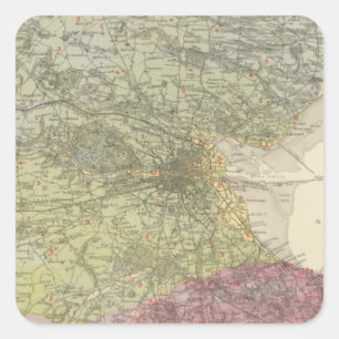 Adesivo Quadrado Mapa Geological Dublin
