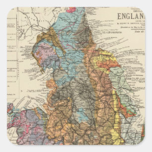 Adesivo Quadrado Mapa Geological Inglaterra, Wales