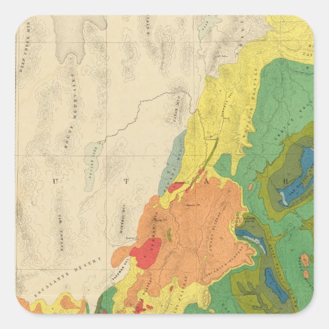 Adesivo Quadrado Mapa Geológico Da Parte Ocidental (Frente)