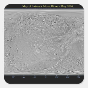 Adesivo Quadrado Mapa global da lua de Saturno Dione