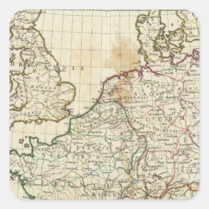 Adesivo Quadrado Mapa gravado de Europa