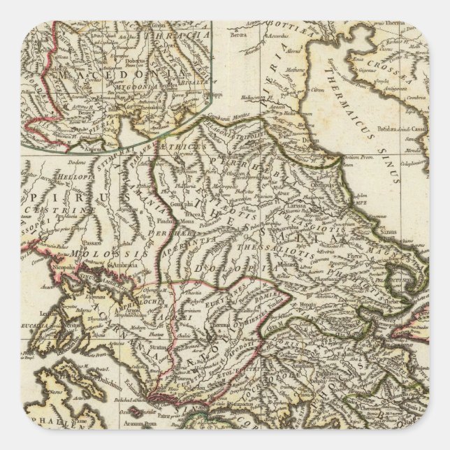 Adesivo Quadrado Mapa grego antigo (Frente)
