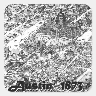 Adesivo Quadrado Mapa histórico 1873 de Austin