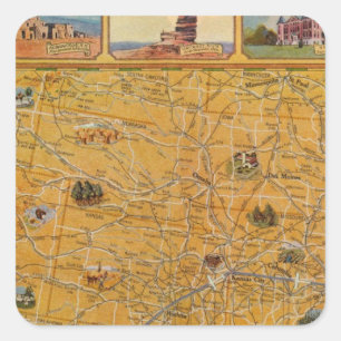 Adesivo Quadrado Mapa ilustrado de US Airways