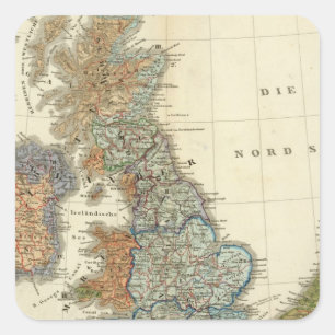 Adesivo Quadrado Mapa lingüístico de ilhas britânicas