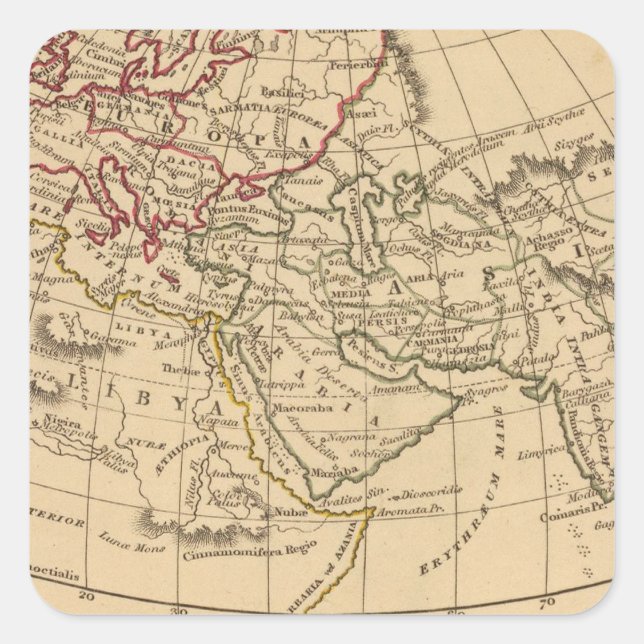 Adesivo Quadrado Mapa Mundial Clássico (Frente)