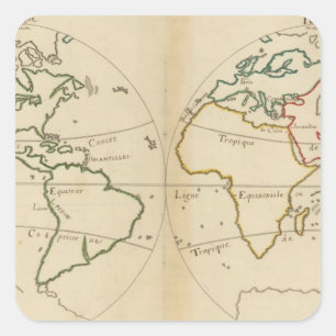 Adesivo Quadrado Mapa Mundial com Trópicos