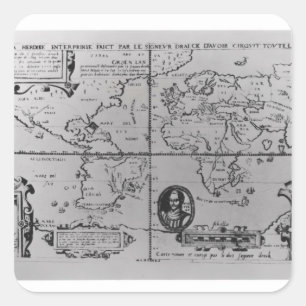 Adesivo Quadrado Mapa Mundial detalhando as Expedições