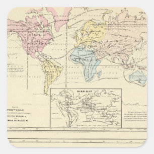 Adesivo Quadrado Mapa na cor do mundo