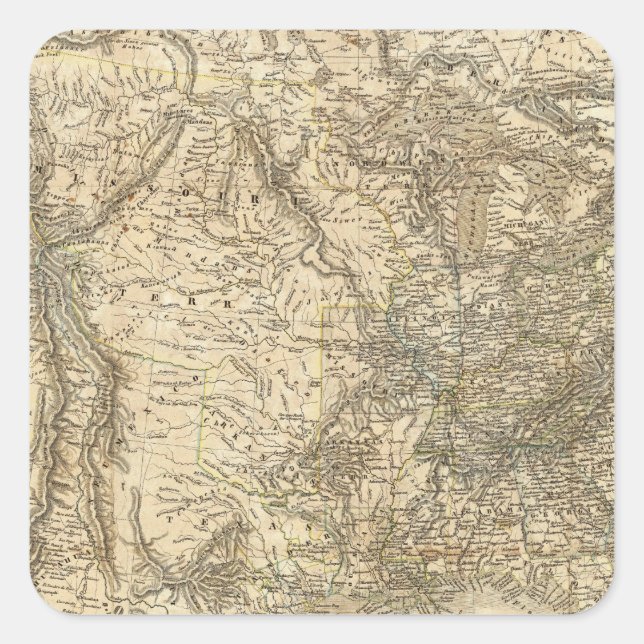 Adesivo Quadrado Mapa Norte-Americano (Frente)