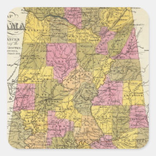 Adesivo Quadrado Mapa novo de Alabama