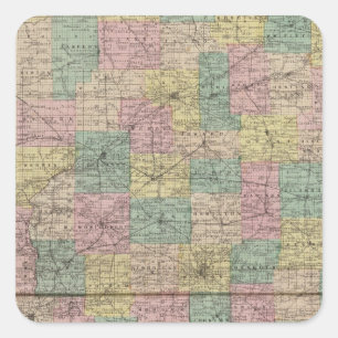 Adesivo Quadrado Mapa novo secional e do distrito de Indiana
