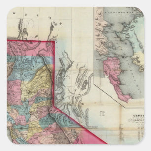 Adesivo Quadrado Mapa oficial dos Estados da Califórnia