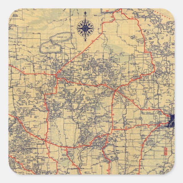 Adesivo Quadrado mapa padrão de Minnesota (Frente)