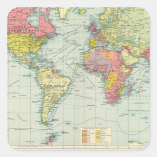 Adesivo Quadrado Mapa político mundial