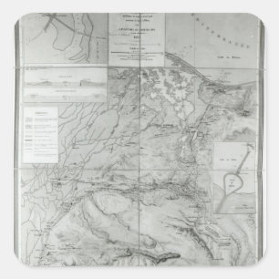 Adesivo Quadrado Mapa preparatório do canal de Suez, 1855