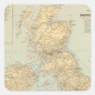 Adesivo Quadrado Mapa Railway, ilhas britânicas