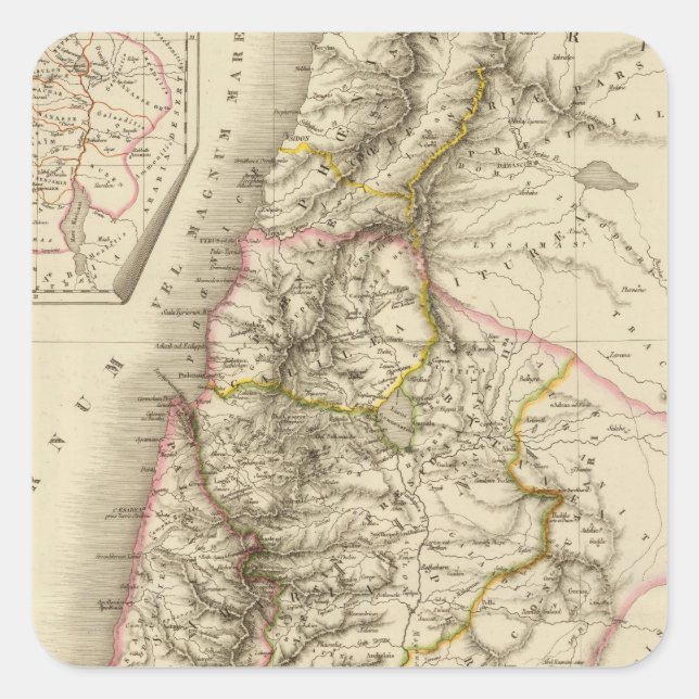 Adesivo Quadrado Mapa religioso do atlas de Médio Oriente (Frente)