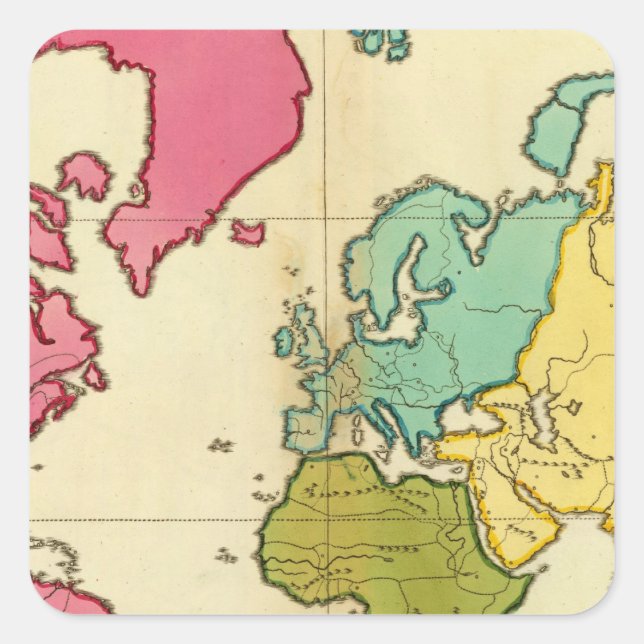 Adesivo Quadrado Mapa simples do mundo (Frente)