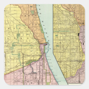 Adesivo Quadrado Mapa terminal Railway de Chicago