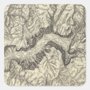 Adesivo Quadrado Mapa topográfico do vale de Yosemite
