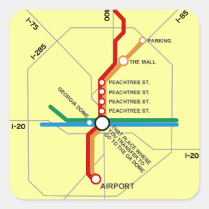 Adesivo Quadrado Mapa Útil do Metrô de Atlanta
