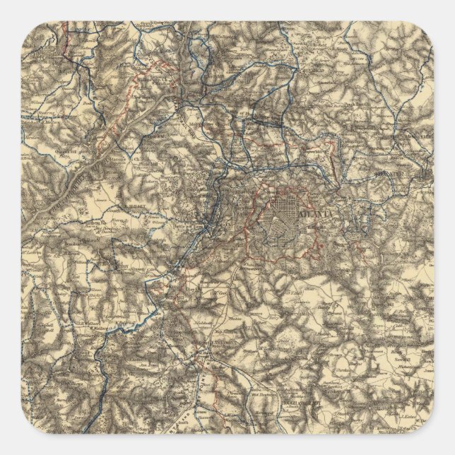 Adesivo Quadrado Mapa V que ilustra as Operações Militares (Frente)