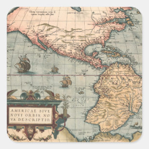 Adesivo Quadrado Mapa Vintage da América do Norte