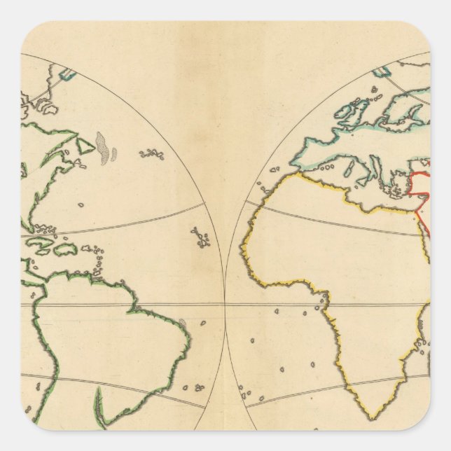 Adesivo Quadrado Mapa Worlp com 5 Zonas (Frente)