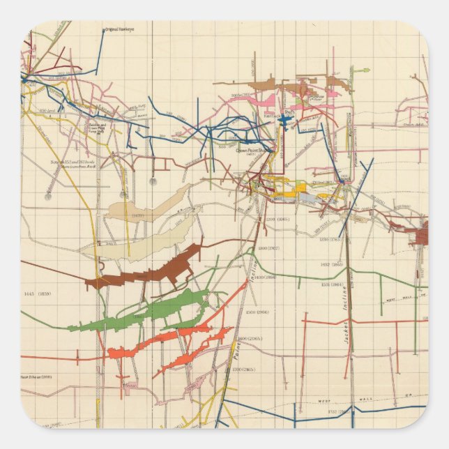 Adesivo Quadrado Mapas de minas de comstock Número VI (Frente)
