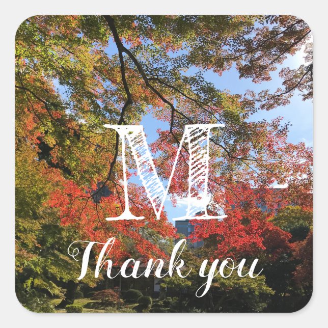 Adesivo Quadrado Mapeamentos Vermelhos no Jardim Japonês (Frente)