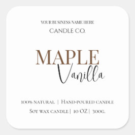 Adesivo Quadrado Maple Vanilla | Elegant Fall Soy Candle Label