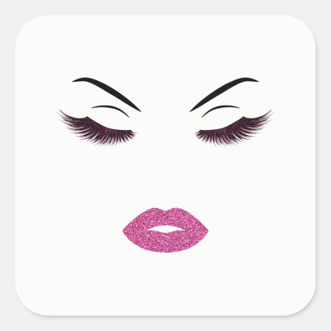 Adesivo Quadrado Maquiagem com efeito de brilho (Frente)