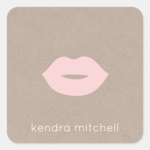 Adesivo Quadrado Maquilhador cor-de-rosa minimalista corajoso Kraft