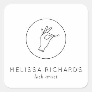 Adesivo Quadrado Maquilhador minimalista do logotipo da mão e dos