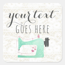 Adesivo Quadrado Máquina de costura no Chique Lace & Burlap