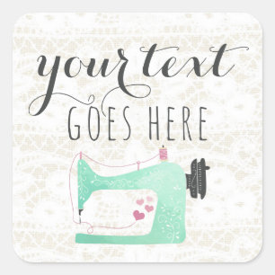 Adesivo Quadrado Máquina de costura no Chique Lace & Burlap
