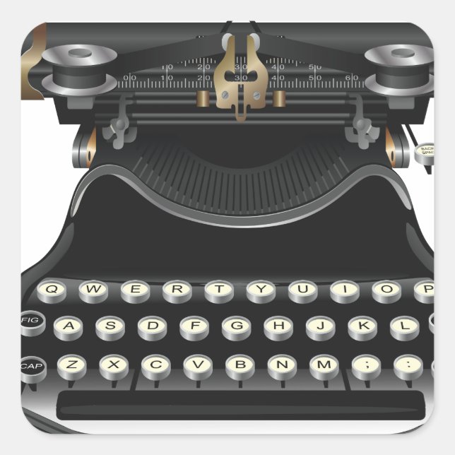 Adesivo Quadrado Máquina de escrever antiga (Frente)