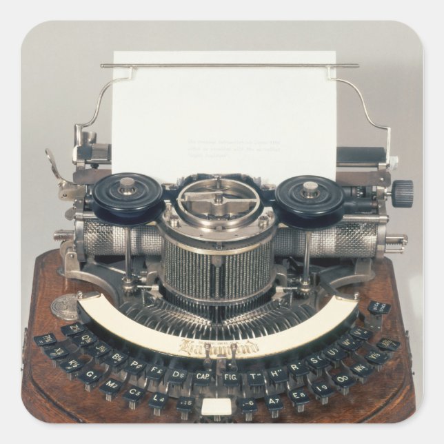 Adesivo Quadrado Máquina de escrever Hammond, com teclado ideal (Frente)
