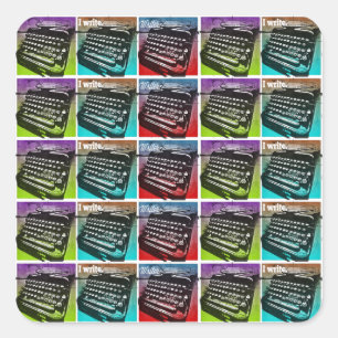 Adesivo Quadrado Máquina de escrever "Pop de-arte Legal" para escr