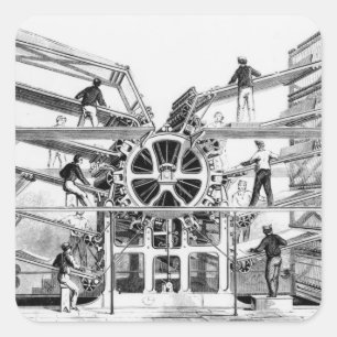 Adesivo Quadrado Máquina impressora do cilindro inventada por